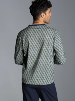 Pyjama-Oberteil mit Allover-Print Navy