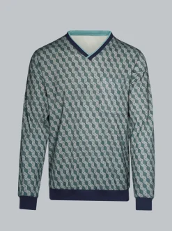 Pyjama-Oberteil mit Allover-Print Navy