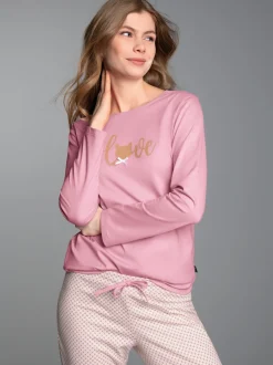 Pyjama-Oberteil mit Cat Love-Print Lilie