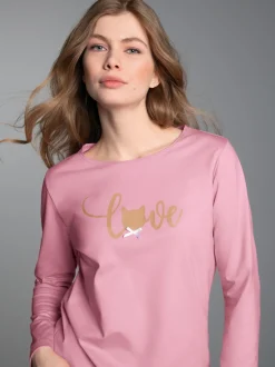 Pyjama-Oberteil mit Cat Love-Print Lilie