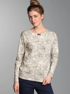 Pyjama-Oberteil mit floralem Allover-Print Natur