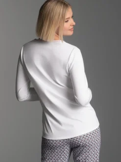 Pyjama-Oberteil mit herzigem Pinguin-Print Weiss
