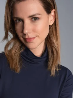 Rollkragen-Shirt aus elastischer Viskose Navy