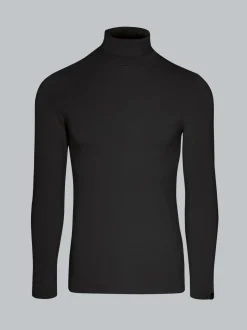 Rollkragenshirt aus Viskose Schwarz