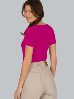 Rundhalsshirt aus Viskose Magenta