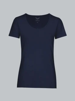 Rundhalsshirt aus Viskose Navy