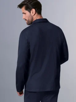 Schickes Schlafanzug Oberteil mit Knopfleiste Navy