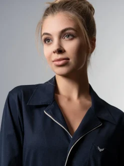 Schickes Schlafanzug Oberteil mit Knopfleiste Navy