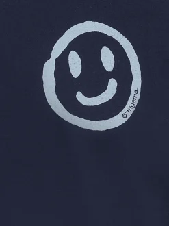 Schlafanzug Oberteil Langarm mit Smiley-Print Navy