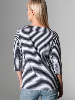 Shirt aus 100% Baumwolle mit 3/4-Arm Navy