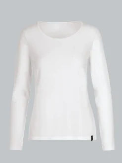 Shirt aus Viskose Langarm Weiss