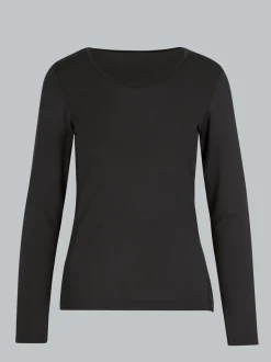 Shirt aus Viskose Langarm Schwarz