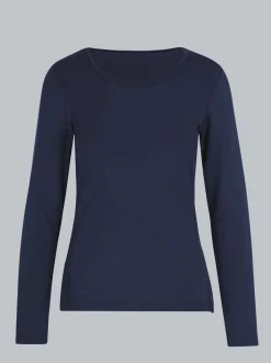 Shirt aus Viskose Langarm Navy
