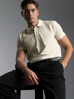Slim Fit Poloshirt aus DELUXE-Piqué Natur