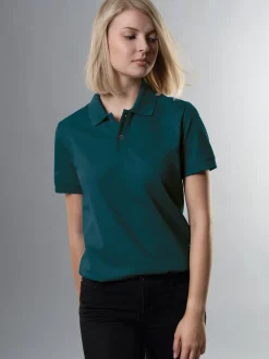 Slim Fit Poloshirt aus DELUXE-Piqué Saphir