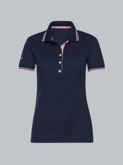 Slim Fit Poloshirt mit kontrastfarbigen Akzenten Navy