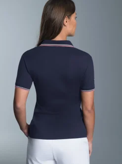 Slim Fit Poloshirt mit kontrastfarbigen Akzenten Navy