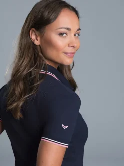 Slim Fit Poloshirt mit kontrastfarbigen Akzenten Navy