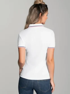 Slim Fit Poloshirt mit kontrastfarbigen Akzenten Weiss