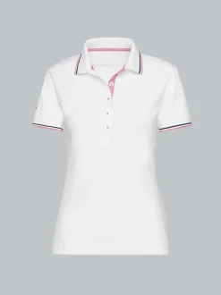 Slim Fit Poloshirt mit kontrastfarbigen Akzenten Weiss