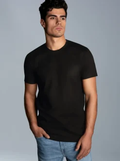Slim Fit T-Shirt aus DELUXE Baumwolle Schwarz