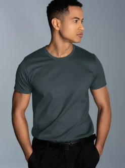 Slim Fit T-Shirt aus DELUXE Baumwolle Anthrazit