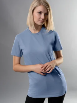 Slim Fit T-Shirt aus DELUXE Baumwolle Pearl-blue