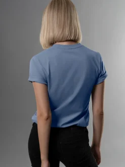 Slim Fit T-Shirt aus DELUXE Baumwolle Pearl-blue