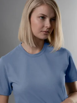 Slim Fit T-Shirt aus DELUXE Baumwolle Pearl-blue