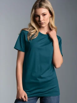 Slim Fit T-Shirt aus DELUXE Baumwolle Petrol