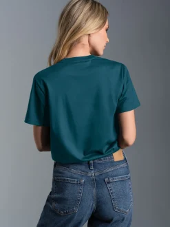 Slim Fit T-Shirt aus DELUXE Baumwolle Petrol