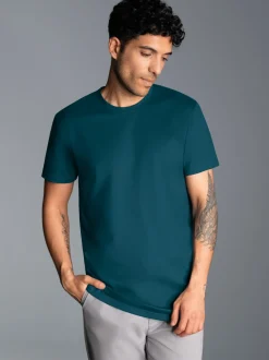 Slim Fit T-Shirt aus DELUXE Baumwolle Petrol