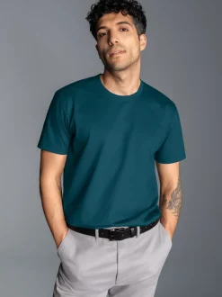 Slim Fit T-Shirt aus DELUXE Baumwolle Petrol