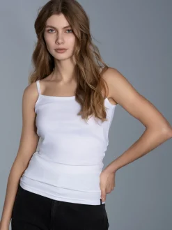 Spaghetti-Trägershirt Weiss