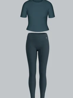 Sport Set aus Cropped T-Shirt und Leggings Anthrazit