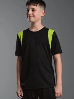 Sport T-Shirt mit Netzeinsätzen Schwarz