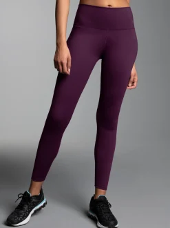 Sportleggings mit hohem Bund Aubergine