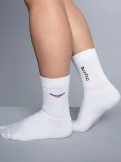 Sportsocken mit trigema Schriftzug Weiss