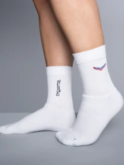 Sportsocken mit trigema Schriftzug Weiss