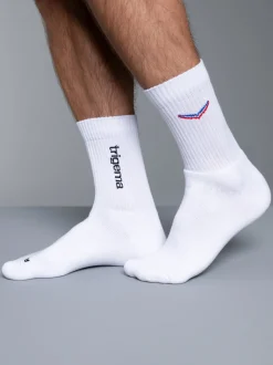 Sportsocken mit trigema Schriftzug Weiss