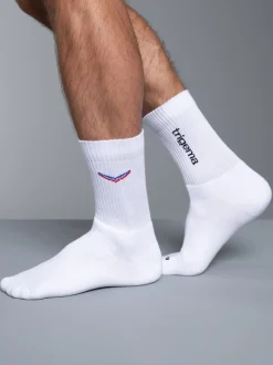 Sportsocken mit trigema Schriftzug Weiss