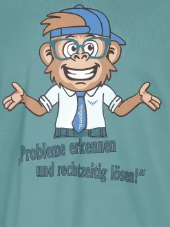Spruch Shirt mit lustigem Affen-Print Seegras