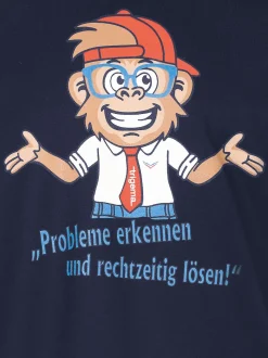 Spruch Shirt mit lustigem Affen-Print Navy