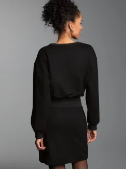 Sweatkleid mit modischem Elastikbund Schwarz