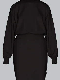 Sweatkleid mit modischem Elastikbund Schwarz