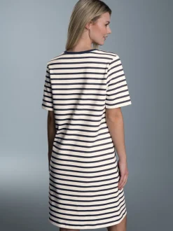 Sweatkleid mit Ringelmuster Natur