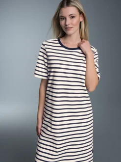 Sweatkleid mit Ringelmuster Natur