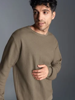 Sweatshirt in Waffeloptik Taupe
