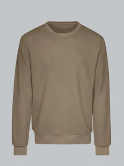 Sweatshirt in Waffeloptik Taupe