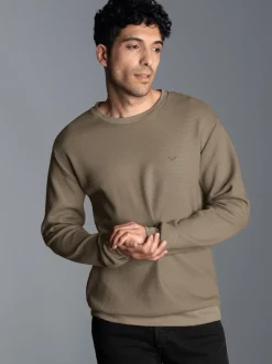 Sweatshirt in Waffeloptik Taupe